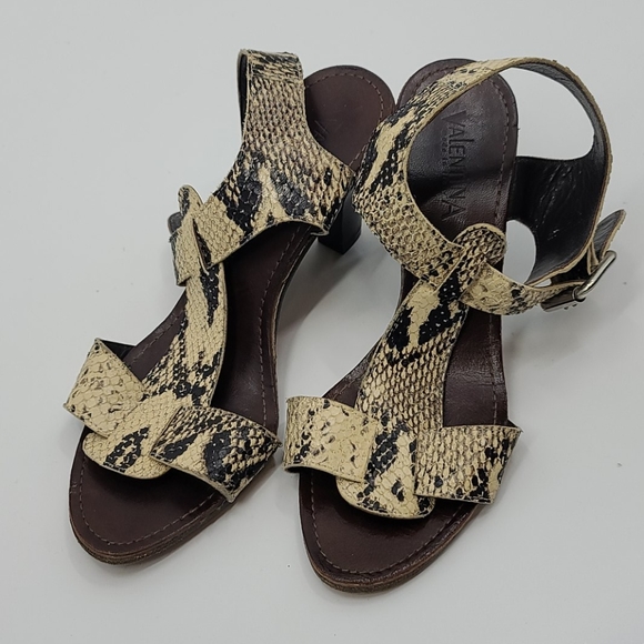 Valentina Shoes - Valentina snakeskin block sandal heels. Size 9